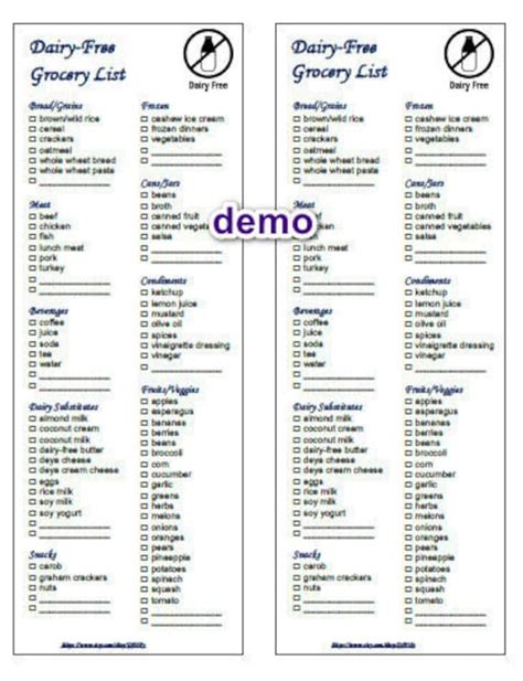 Editable Dairy Free Grocery Food List Printable In Pdf And Etsy