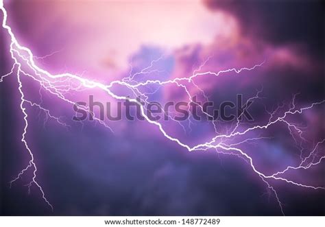 Scary Lightning Over Natural Background Stock Illustration 148772489