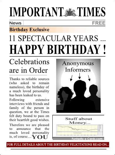 Birthday Newspaper Free Printable