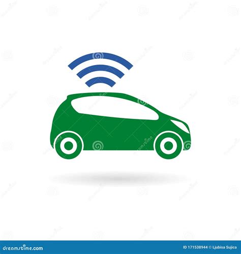 The Connected Car Smart Car Icon With Wireless Connectivity Symbol