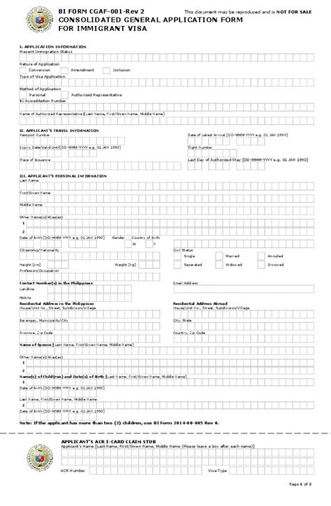 Pdf Bi Form Cgaf Consolidated General Application Form For Immigrant