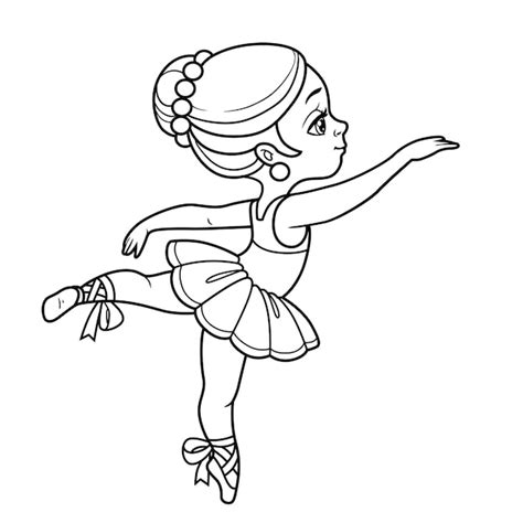Schönes Ballerina Mädchen Im Tutu Tanzen Umrissen Zum Ausmalen Isoliert Auf Weißem Hintergrund