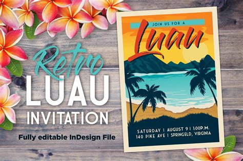 Retro Vintage Luau Party Invite | Creative Invitation Templates ...