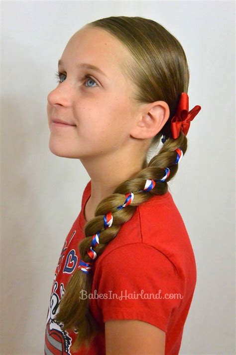 Ribbon Braid In A 4 Strand Braid 4th Of July Hairstyle Babes In