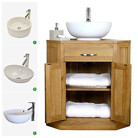 Solid Oak Corner Vanity Unit With Basin B Hflcouk Amazon