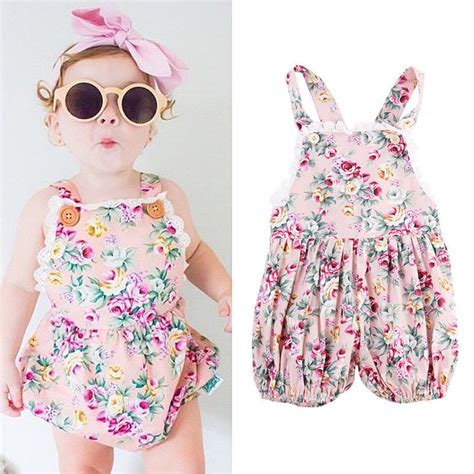 New Arrival Infant Kids Rompers Toddler Baby Girl Clothing Strap Flower