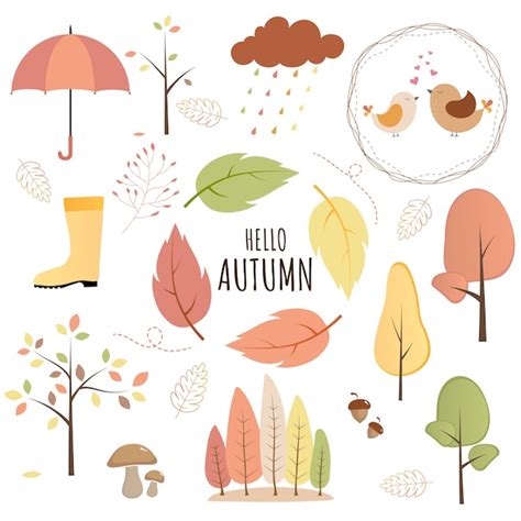 Premium Vector Set Of Autumn Objects