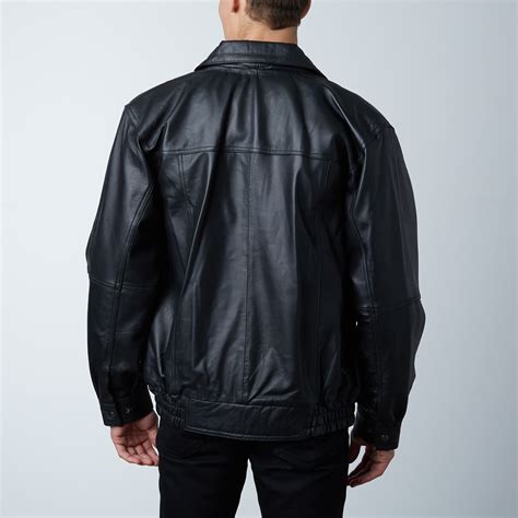 Spread Collar Bomber Jacket Black Xs Woodland Leather Touch Of