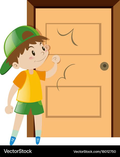 Little Boy Knocking On Door Royalty Free Vector Image