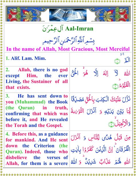 Read Surah Al Imran With English Translation Page Of Quran O Sunnat