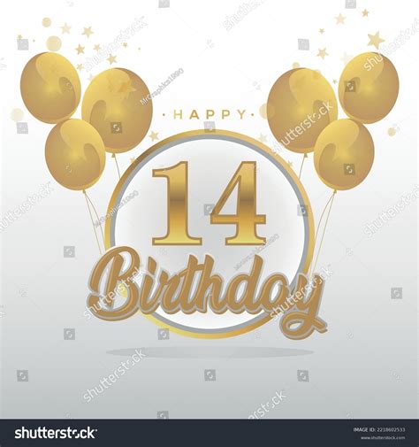 Happy 14th Birthday Balloons Greeting Card Stock Vector (Royalty Free