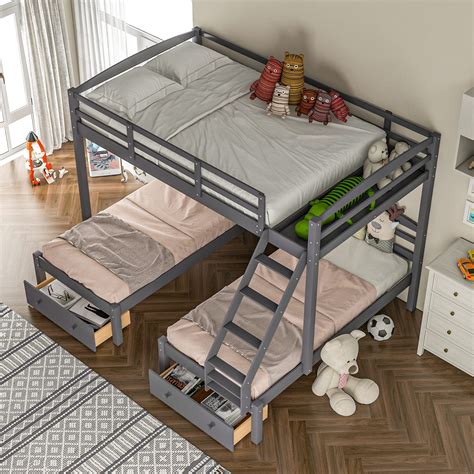 Buy Maforob Full Over Twin And Twin Bunk Bed With Drawers And Ladder