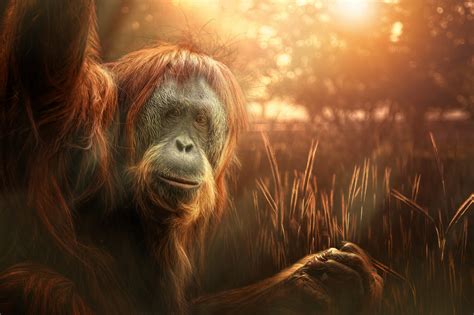 Monkey Orangutan Primate Wildlife Wallpaper Resolution2048x1365 Id