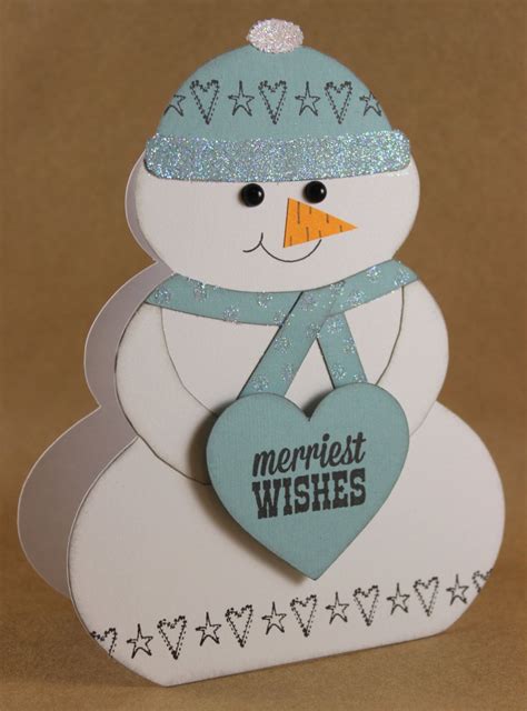 Snowman Shaped Handmade Christmas Greeting Card By Paperandsunshine On