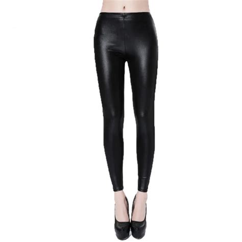 Fitness Promotion Solid High Leggins Women The New Imitation Leather Tight Body Was Thin Free