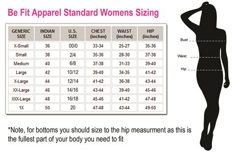 Women S Apparel Size Chart