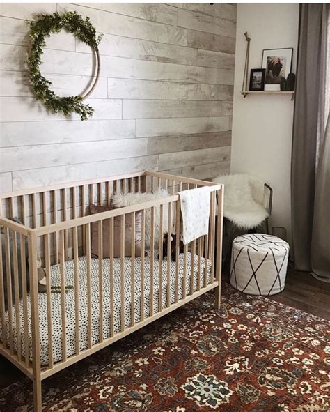 When i was thinking about adding shiplap to the ceiling, i looked at a lot of different spaces for inspiration and advice. boho gender neutral nursery with shiplap wall #nurseryideas #nurserydecor | Baby room decor ...