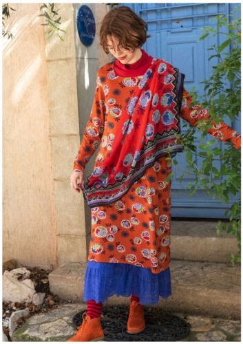 Bnwt Gudrun Sjoden Size L Orange Maya Floral Tunic Dress In