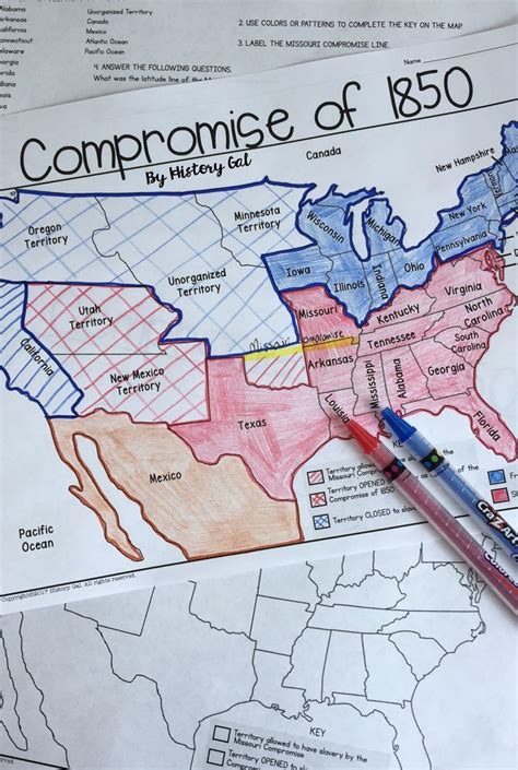 Compromise Of 1850 Map Activity Print And Digital Middle School