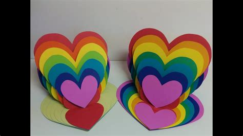 Art And Craft How To Make Rainbow Heart Card Heart Easel