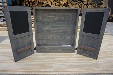 I had a big empty wall in my den/man cave, so i decided to build a dartboard cabinet instead of just hanging a dartboard on the wall. Farmhouse / Rustic / Weathered Dartboard Cabinet | Dart ...
