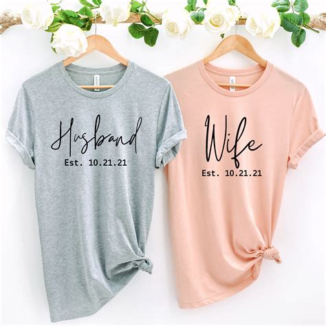 Husband And Wife Shirts Custom Wedding Shirtshoneymoon Etsy