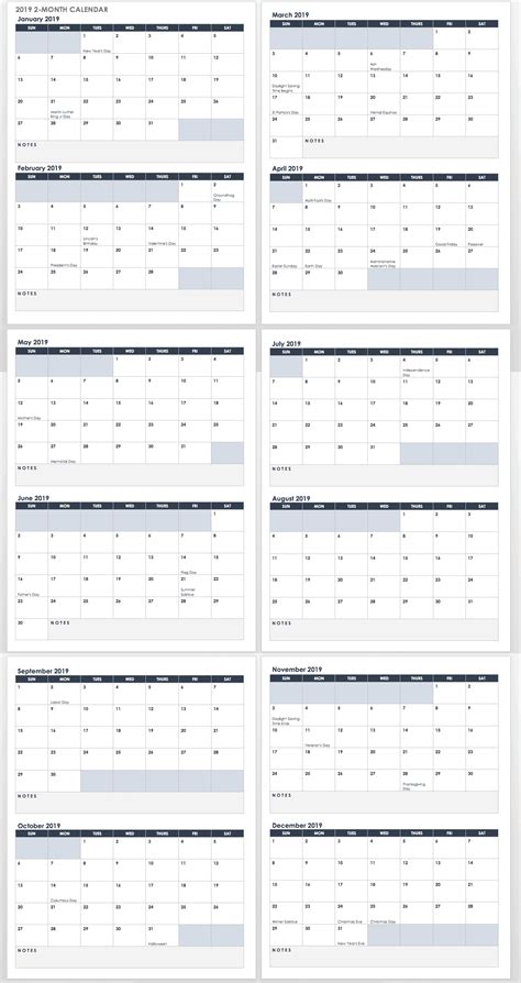 2 Column Calendar 2020 Month Calendar Printable