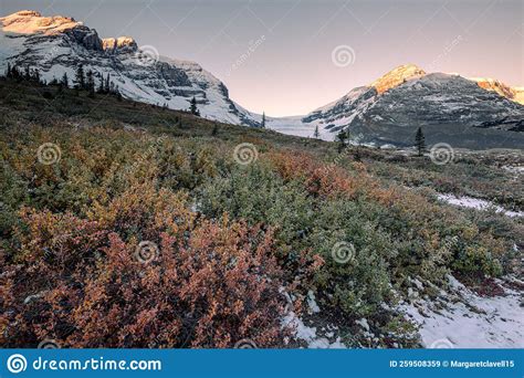 Sun Catching Mountain Tops In Canada Stock Image Image Of Autumn