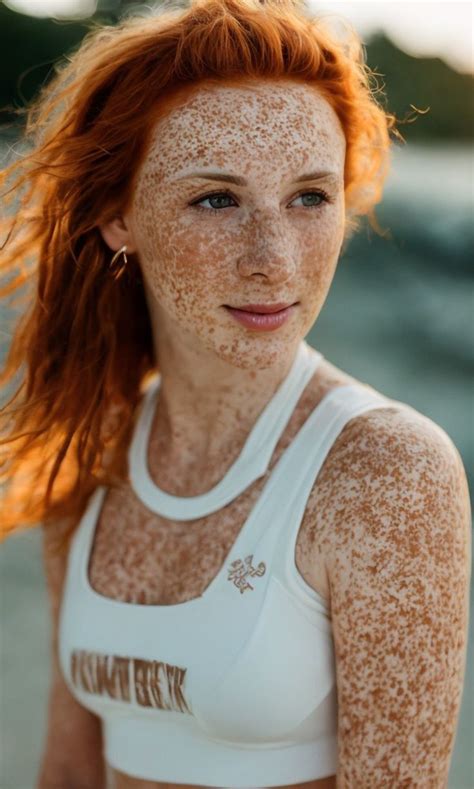 A Woman With Freckles On Her Face And Hair Is Posing For The Camera