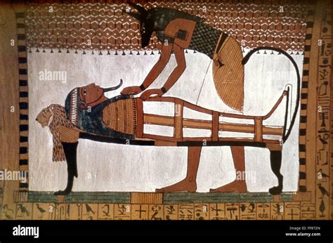 Egypt Embalming Negyptian Fresco Of Anubis Embalming A Mummy From