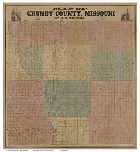 Grundy County Missouri 1890 Old Map Reprint Grundy Grundy County
