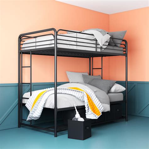 Mainstays Twin Over Twin Metal Bunk Bed With Storage Bins Black