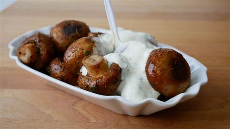 Fried Mushrooms with Garlic Sauce Garlic Dip Creamy Garlic Sauce
