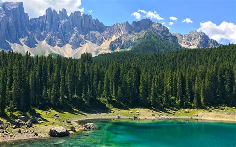 Download Wallpapers Karersee Italy 4k Alps Mountain Lake Summer