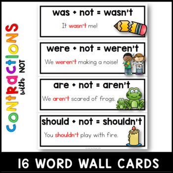 Contractions worksheets, posters & more (with NOT) by Lindy du Plessis