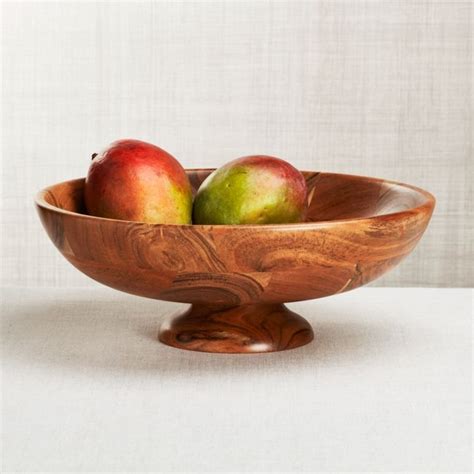 Carson Acacia Footed Fruit Bowl Reviews Crate And Barrel Wooden