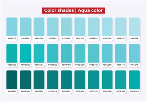 Aqua Color Shades With Rgb Hex For Textile Fashion Design Paint