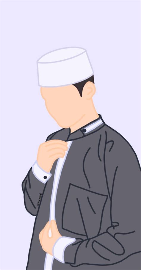 Laki Laki Muslimah Berpeci Versi Animasi Muslimah Animasi Kartun