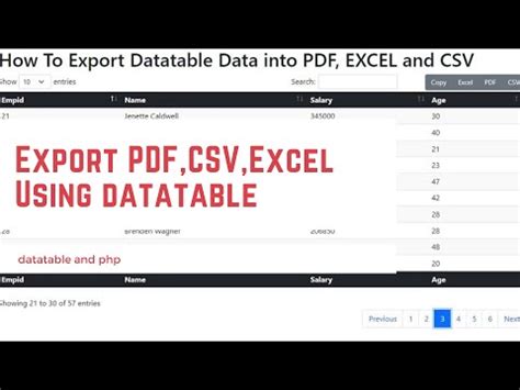 Export Jquery Datatable Data Into Csv Pdf And Excel Using Php And Ajax Export Datatable Data