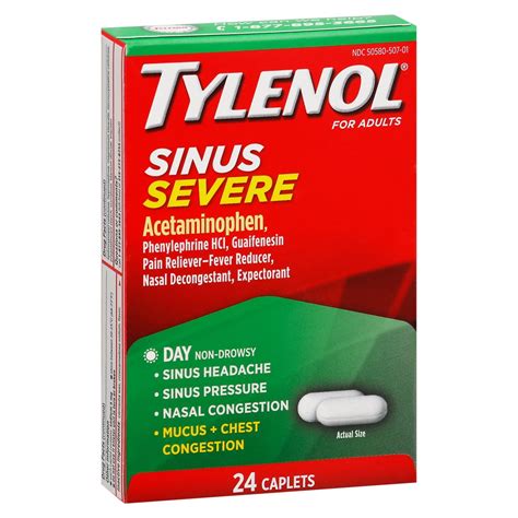 Tylenol Sinus Severe Daytime Caplets Shop Sinus And Allergy At H E B