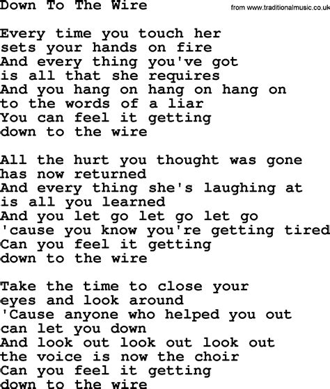 Down To The Wire By The Byrds Lyrics With Pdf