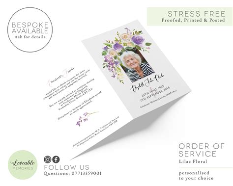 Printed Funeral Order of Service Funeral Programme Funeral - Etsy UK