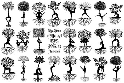 Yoga Tree Silhouettes Ai Eps Vector And Png