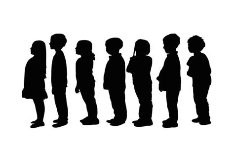 Children Standing In Line Illustrations Royalty Free Vector Graphics