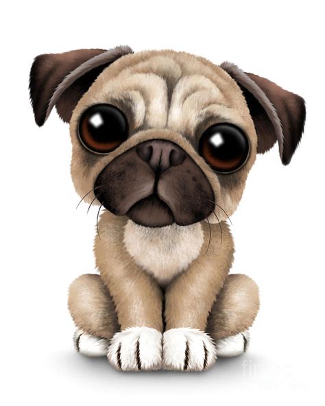 Cute Pug Puppy Dog Digital Art By Jeff Bartels