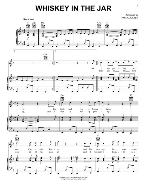 Celtic Thunder Whiskey In The Jar Sheet Music And Chords Printable