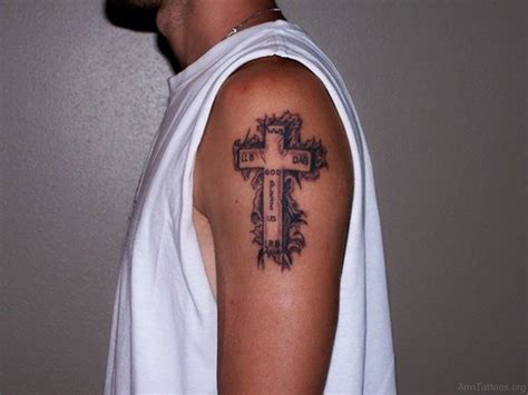 The bible verse tattoo on the arm for men. 59 Cool Cross Tattoos On Arm