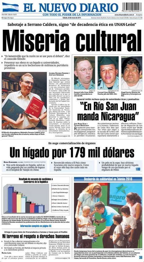 Periódico El Nuevo Diario Nicaragua Periódicos De Nicaragua Edición
