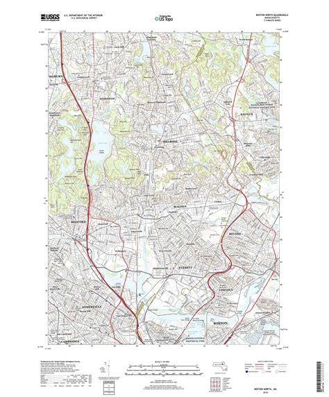 Boston North Massachusetts 2018 Usgs Old Topo Map Reprint 7x7 Ma