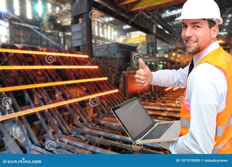 Engineer Works In A Steel Mill Metal Production In The Industry Stock